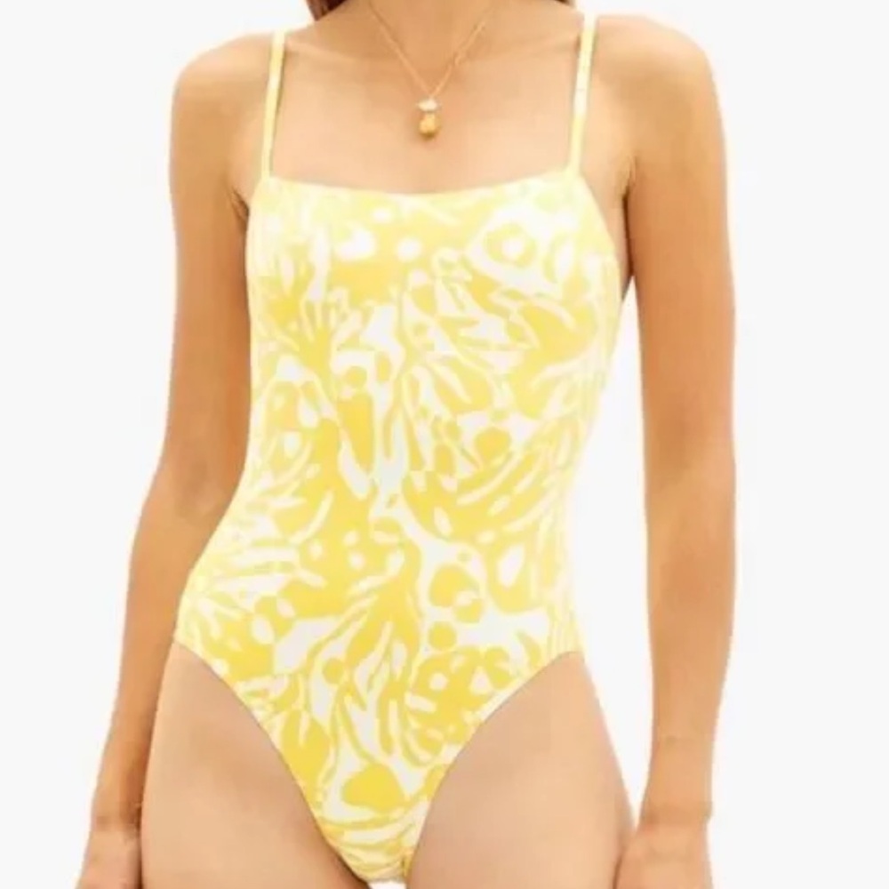 NWOT Kate Spade Yellow Floral One Piece Swimsuit Size Medium